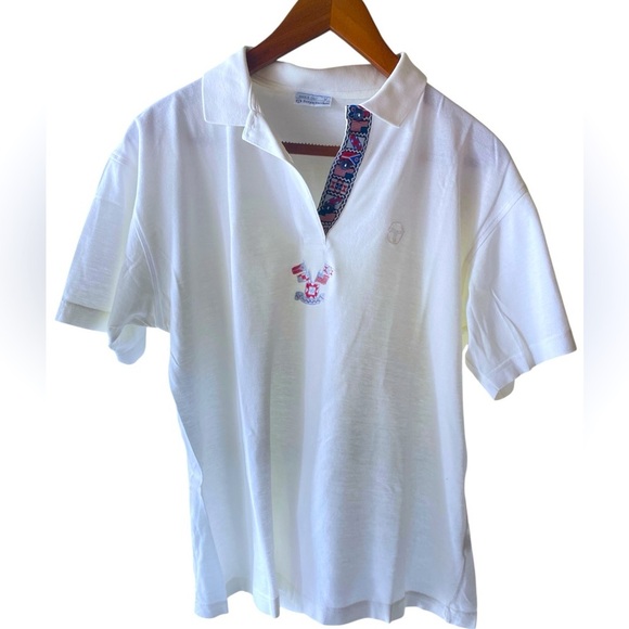 Vintage Sergio Tacchini White Polo Rugby  designer accent Women’s Size 14 - Picture 8 of 10